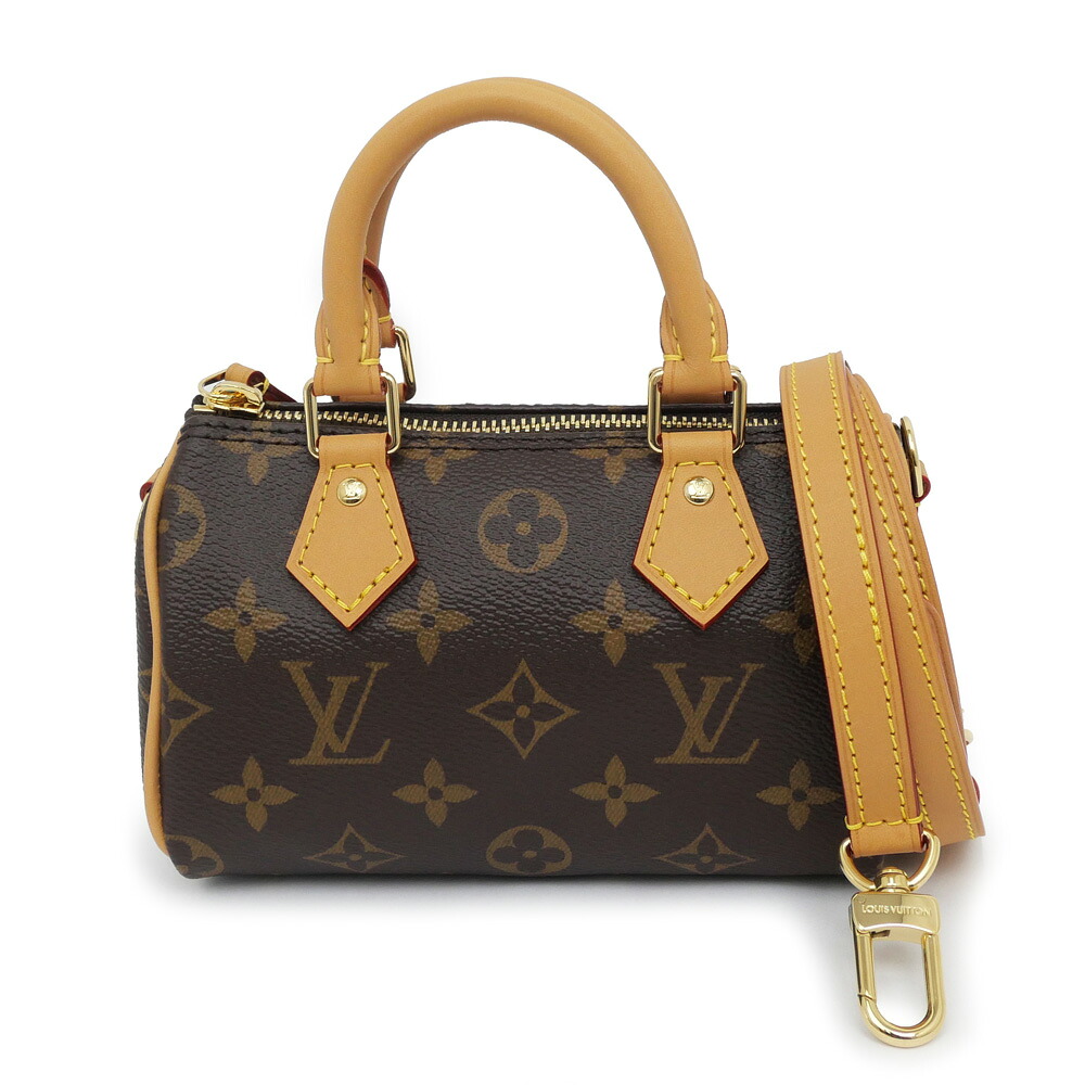 【名東】【LOUIS VUITTON】ルイヴィトン モノグラム ナノ・スピーディ M81085 肩肉 お手て 2way 赤銅色 御徒面子 レディース【新品】【未当て嵌める】【中古】