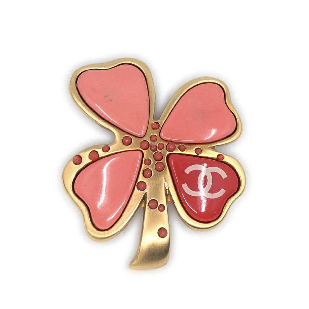 【栄】【CHANEL】シャネル ブローチ クローバー 花 03P ピンク レッド ゴールド金具 小物 アクセサリー その他 箱【中古】｜質ウエダ