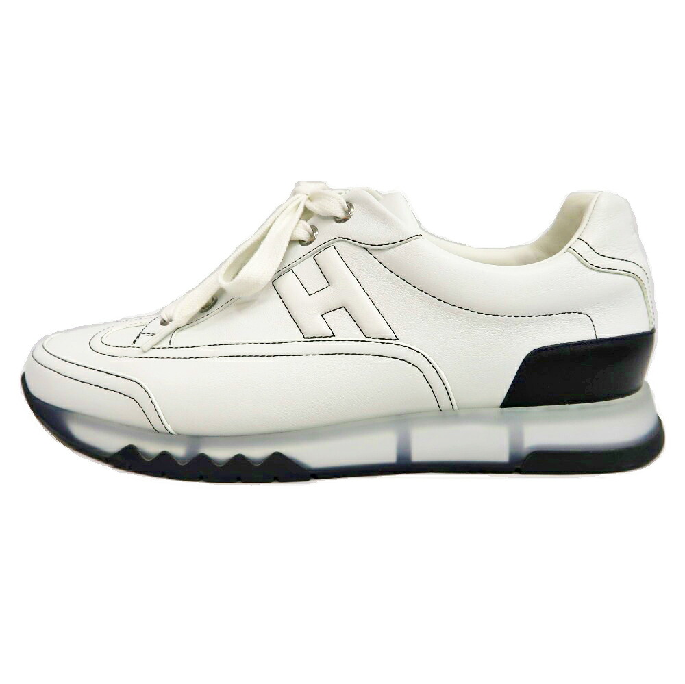 【名東】【HERMES】エルメス トレイル スニーカー 大きさ40 白いこと なめし革 メンズ シューズ【中古】
