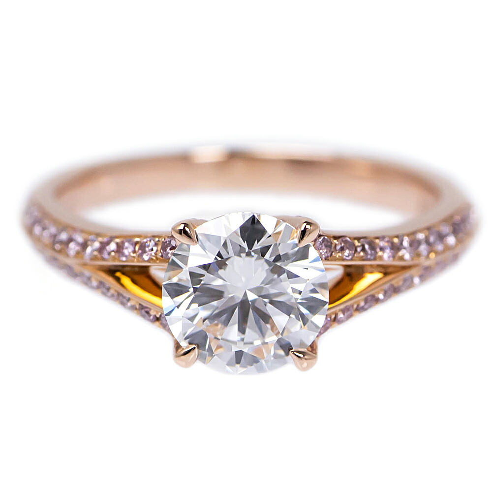 【名東】【GRAFF】グラフ レガシー ラウンド ダイヤモンド 0.88ct エンゲージメント リング 750PG K18 ピンクゴールド ピンクダイヤ 9号 立爪 指輪【中古】