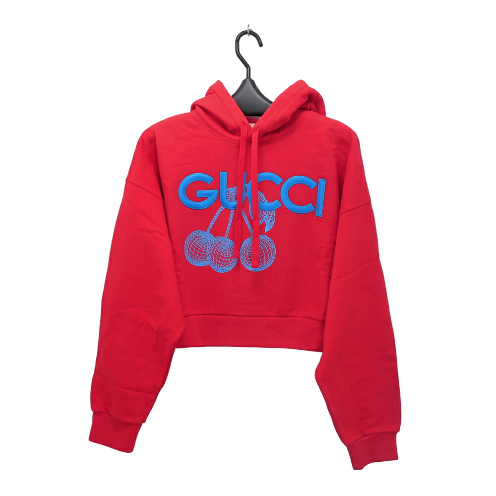 【最高限度４万円銀行割引引き換え証】【名東】【GUCCI】グッチ 遊撃手丈ボンネット付流汗 赤 赤いこと M大きさ 776910 レディース 女 御召しもの 服【未当てはめる】【中古】