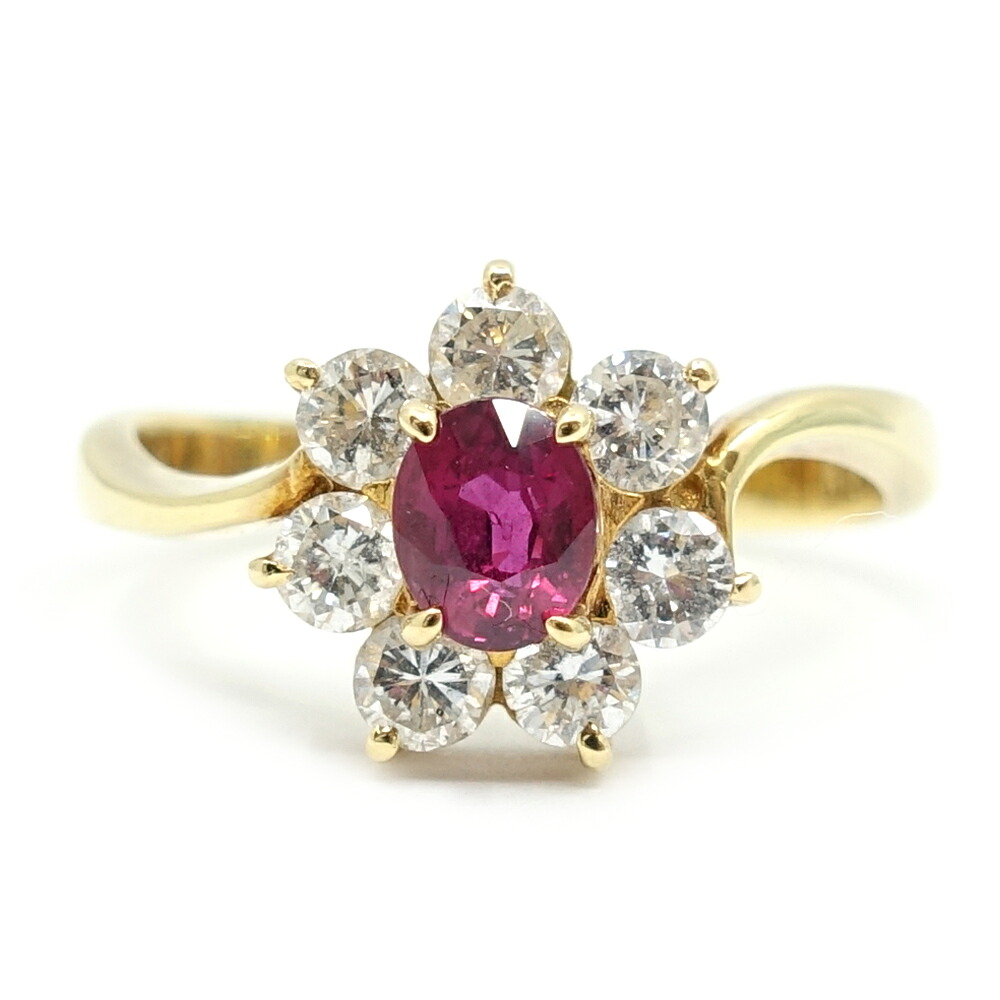 【栄】【JEWELRY】ジュエリー リング 指輪 ダイヤモンド 0.60ct ルビー 約14号サイズ K18YG 約3.2g レディース 女性 アクセサリー 地金 本体のみ【中古】