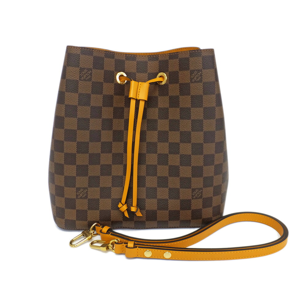 【天白】【LOUIS VUITTON】ルイヴィトン ネオノエ ダミエキャンバス エベヌ サフラン N40213 巾着型 PVCコーティングキャンバス ショルダーバッグ レディース 鞄【中古】