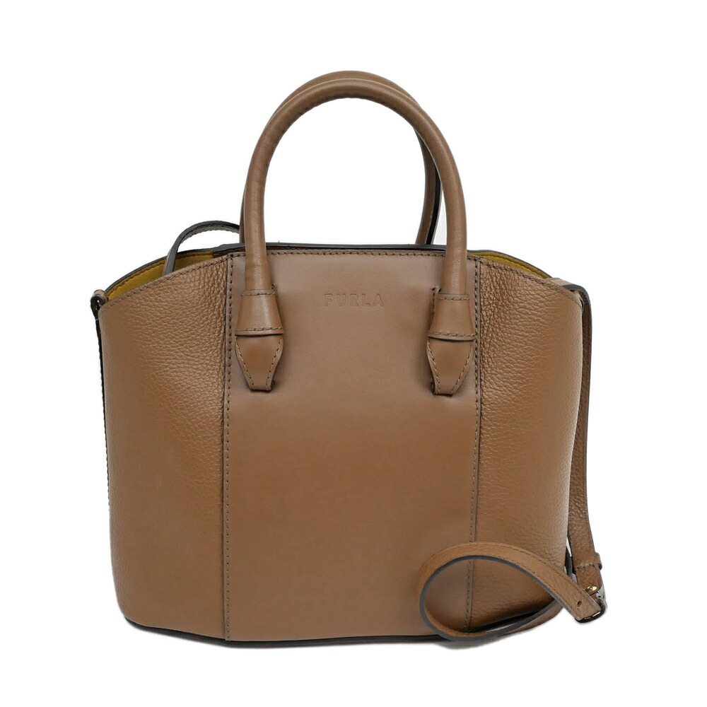 【名東】【FURLA】フルラ ミアステラ ミディアム Mサイズ バッグ WB00727 ブラウン イエロー レザー 本革 ショルダーバッグ ハンドバッグ 2way レディース【中古】｜質ウエダ
