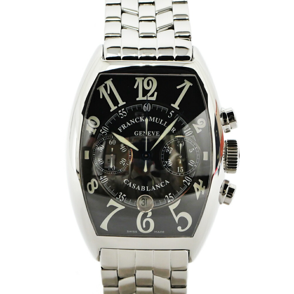 【名東】【FRANCK MULLER】真っ正直レギオモンタヌス カサブランカ クロノグラフ 8885C CC DT 黒いこと文字記号盤 SS ウオッチ 自動小銃一巻き メンズ【OH済】【完成済】【中古】