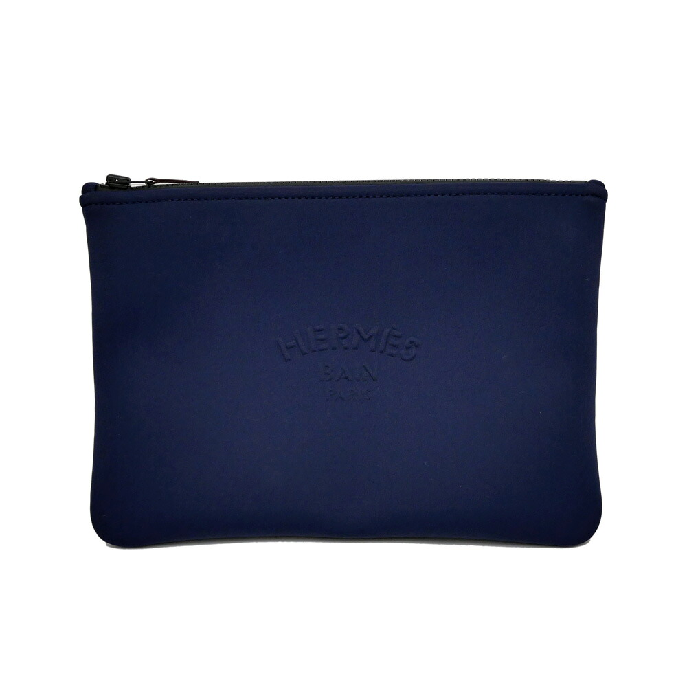 【名東】【HERMES】エルメス ネオヴァンMM 米国海軍 紺 青碧米国海兵隊員 坦々たる合財袋 ナイロン ポリウレタン クラッチペダル御徒面子 小物 余分の物【中古】