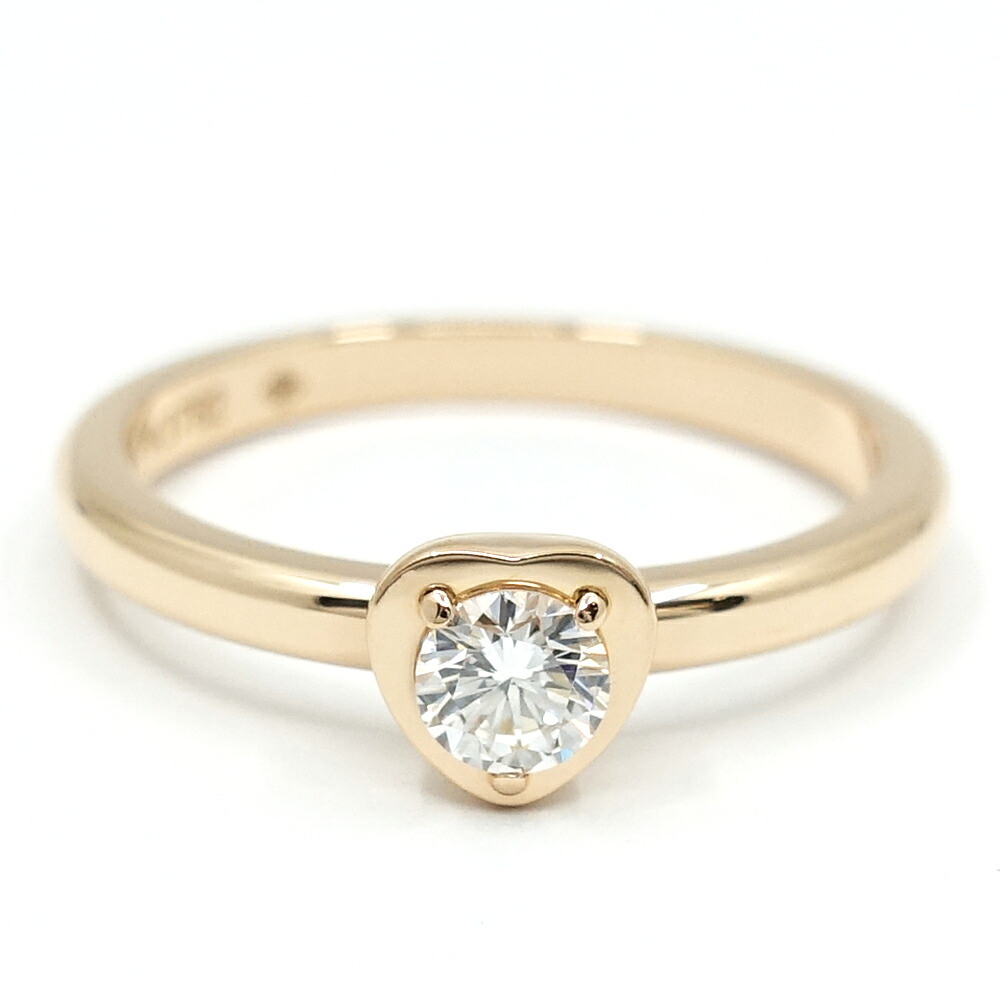 【栄】【CARTIER】カルティエ K18PG ディアマンレジェ ダイヤモンド リング ハート 一粒 指輪 ジュエリー 750PG レディース ダムール【仕上げ済】【中古】｜質ウエダ