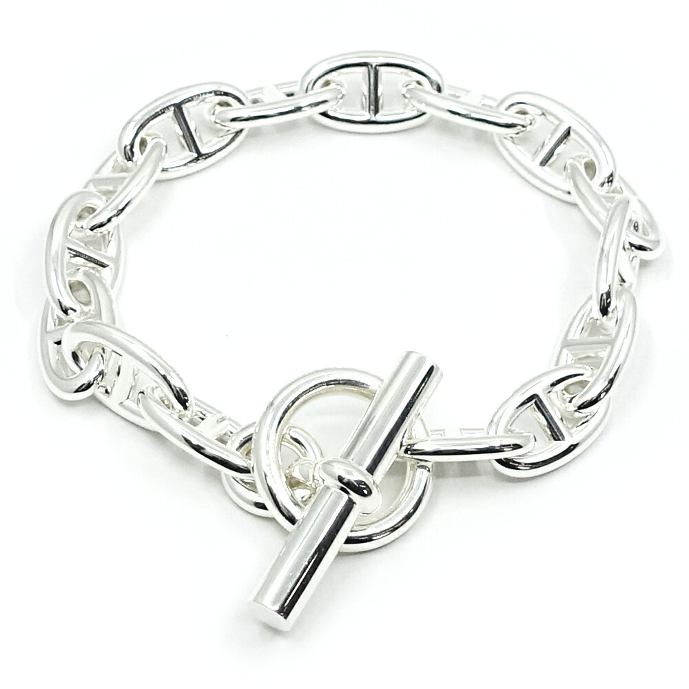 【栄】【HERMES】エルメス 銀925 シェーヌダンクル GM 腕輪 15一こま チェーン店 SV925 メンズ 宝飾品【未当て嵌める】【中古】