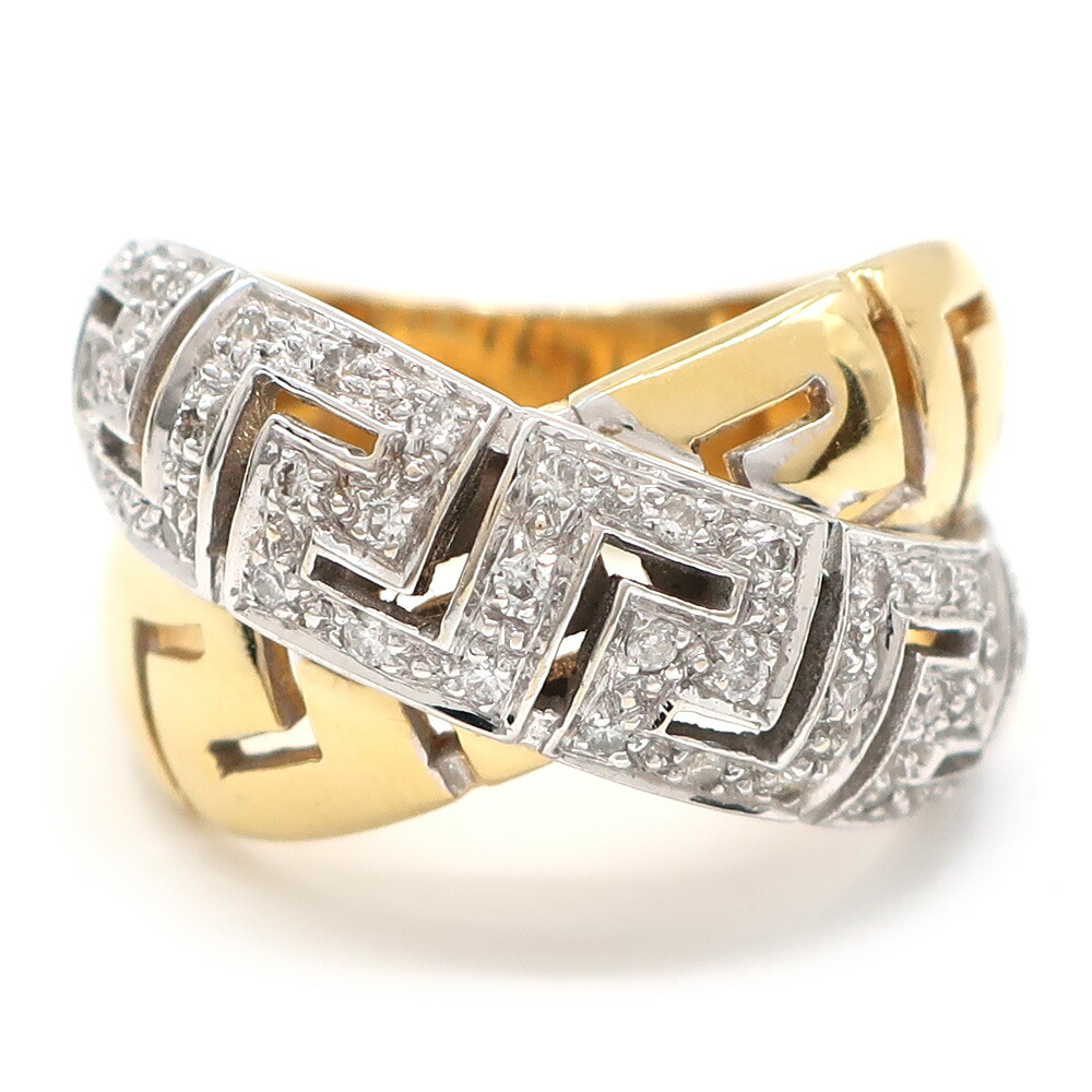【天白】【JEWELRY】宝飾品 輪っか 指環 金剛石 計0.26コンピュータ断層撮影法 K18YG WG 黄色ゴールド 白いこと 12号 約10.2g ひな型【中古】