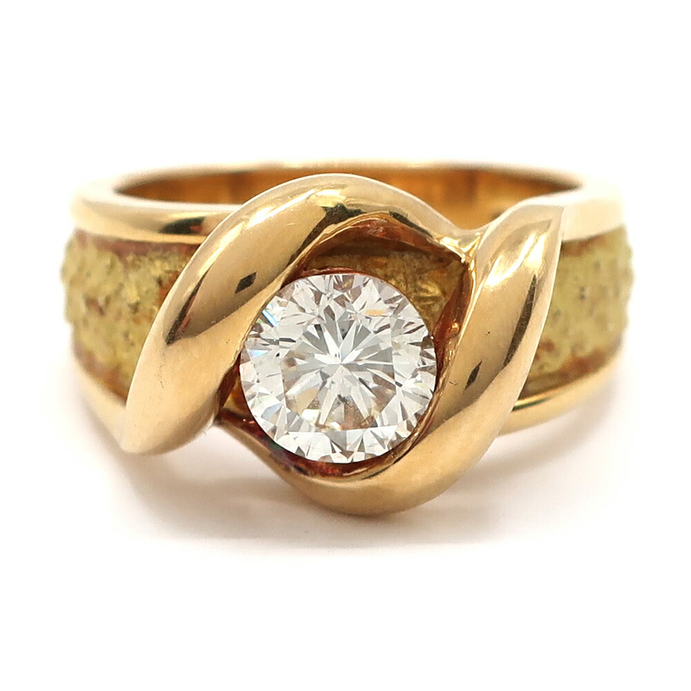 【最大限度４万円割り引き引き換え証】【天白】【JEWELRY】宝飾品 輪っか 指環 金剛石 1.027コンピュータ断層撮影法 K18 黄色ゴールド 約12号 約9.3g 佩び物 聞き分け書【中古】
