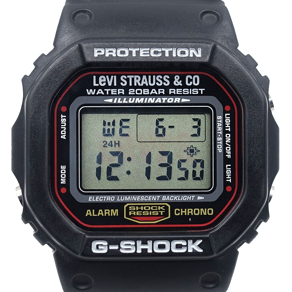 【名東】【CASIO】カシオ ウオッチ G-SHOCK リーヴァイズジーンズ コラボモデル SPECIAL EDITION 1000本押さえる LVGS-5600 石英 BK 成人男性 メンズ お墨付き 箱【中古】