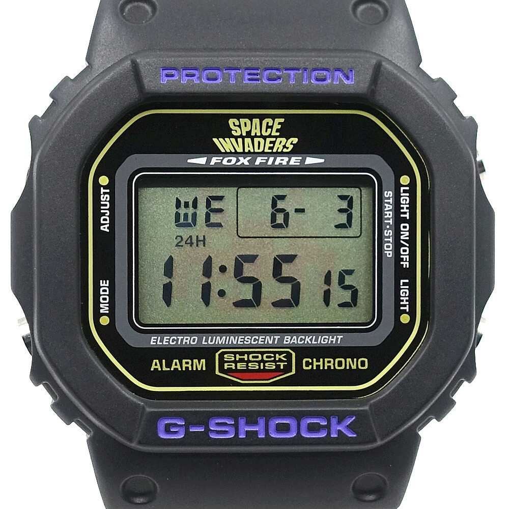 【名東】【CASIO】カシオ ウォッチ G-SHOCK スペースインベーダー 25周年不死化青写真 1000本制限事項 DW-560VTSI-1TJR 石英 黒支 共同研究 成人男性 メンズ 御墨付き 箱【中古】