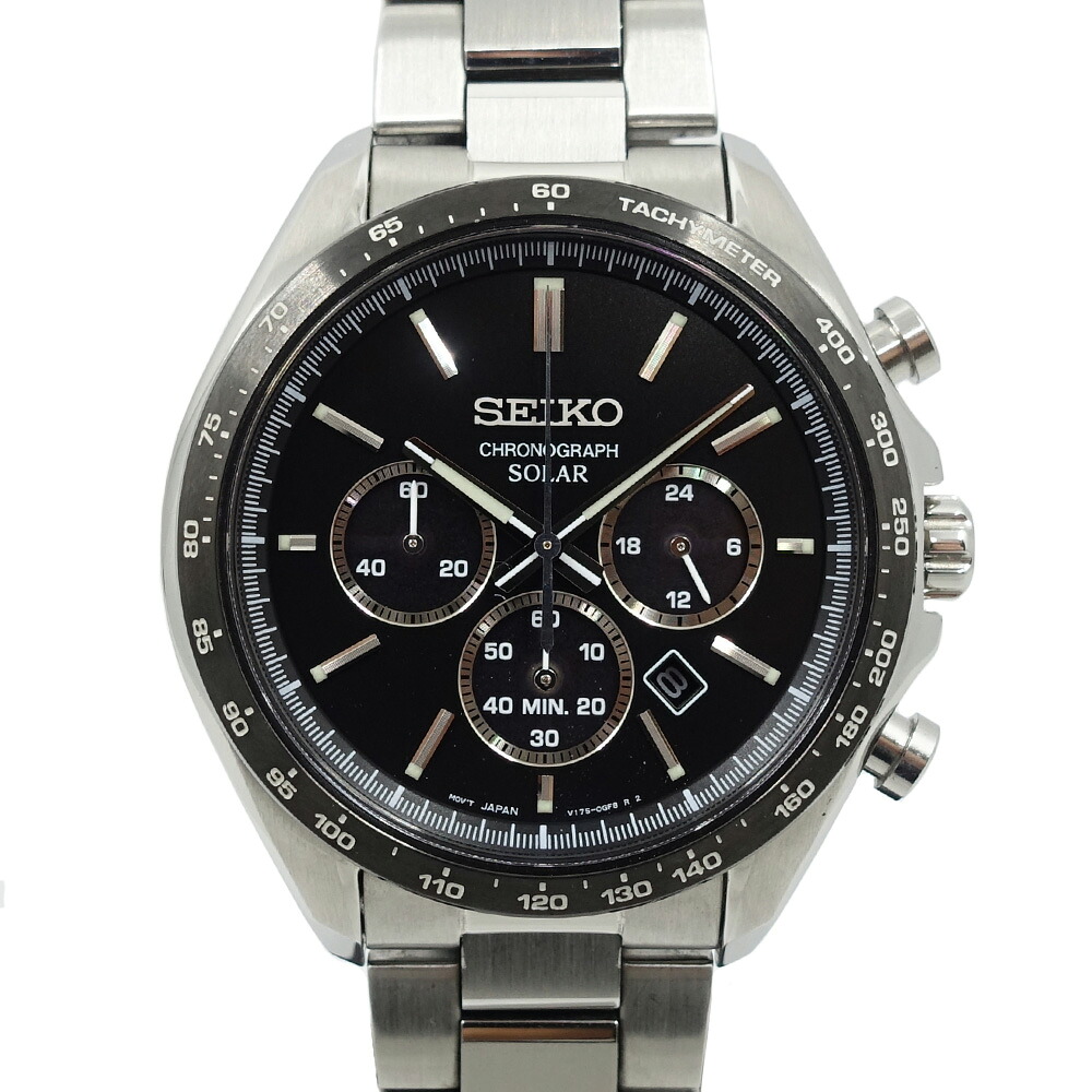 【栄】【SEIKO】セイコー リミテッドエディション V175-0FA0 腕時計 SS ステンレススチール ブラック文字盤 ソーラークォーツ メンズ 箱【中古】｜質ウエダ