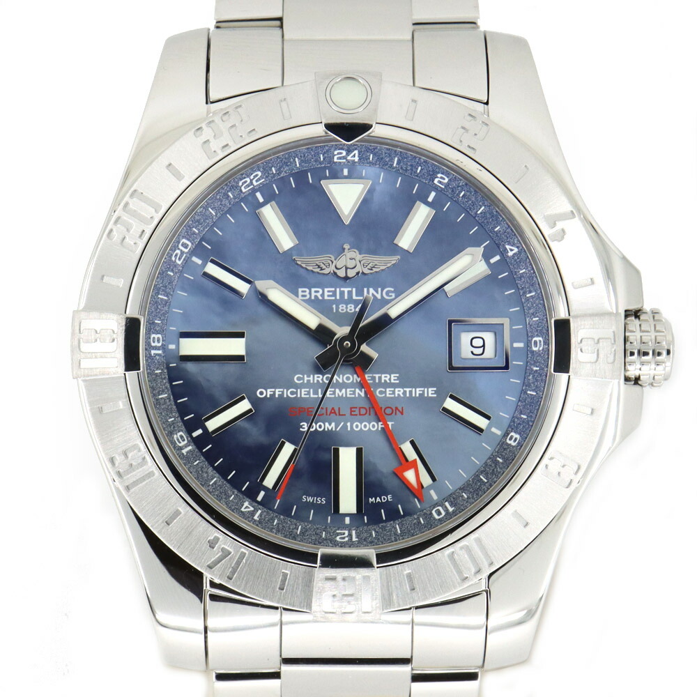【栄】【BREITLING】ブライトリング アベンジャー2 GMT 日本限定 A3239011/C930 腕時計 ブルーシェル SS 自動巻き メンズ【中古】|質ウエダ
