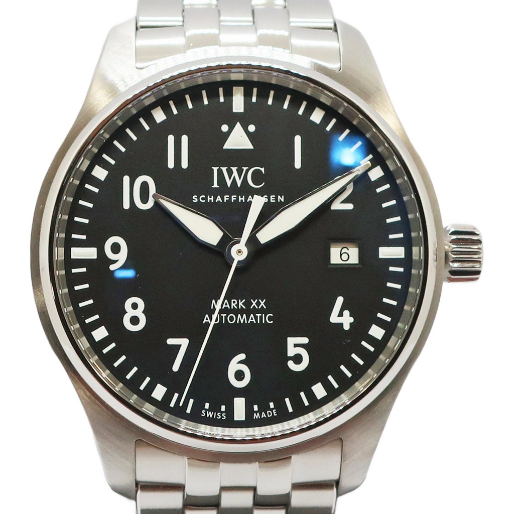 【最大限度４万円割り引き引き換え証】【天白】【IWC】インターナショナルウォッチカンパニー パイロットウォッチ 目じるし20 IW328202 黒いこと SS メンズ 自動小銃一巻き ウォッチ【入眼済み】【中古】