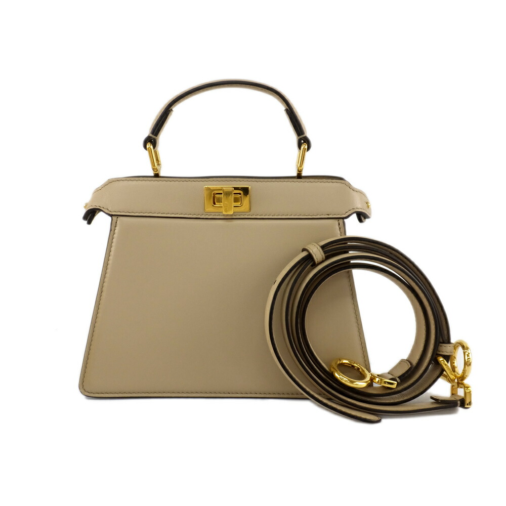 【天白】【FENDI】フェンディ ピーカブー ISeeU プチ 子ヒツジひと肌 素っぽんぽんベージュ系 ゴールド金具 2WAY ショルダーバッグ 8BN335-ABVE レディース 鞄【中古】