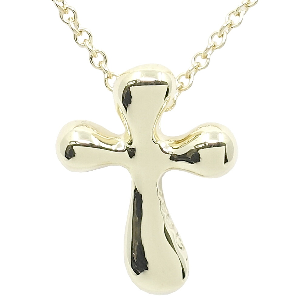 【名東】【TIFFANY】ティファニー クロスネックレス エルサ・ペレッティ 約41cm 750YG K18 イエローゴールド 女性 レディース 約3.6g 超音波洗浄済 保存袋【仕上げ済】【中古】｜質ウエダ 55,660円