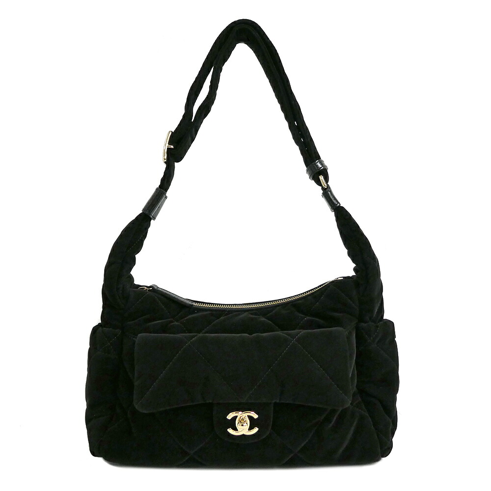【名古屋】【CHANEL】シャネル ラージ ボーリングバッグ AS5054 ベルベットエフェクトナイロン ブラック ゴールド金具 ショルダーバッグ 黒 レディース【新品】【未使用】【中古】|質ウエダ