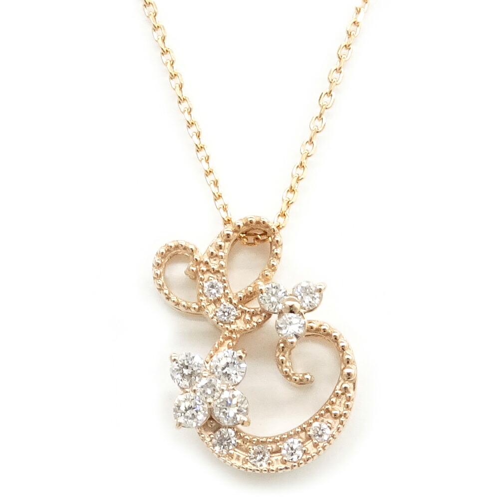【栄】【JEWELRY】ジュエリー ネックレス フラワー ダイヤモンド 0.18ct K18PG 2.8g レディース 小物 その他【中古】｜質ウエダ