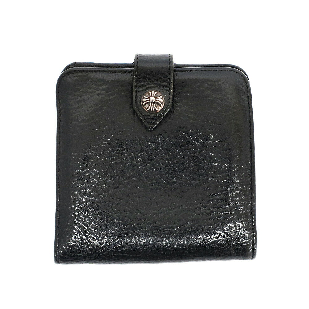 【天白】【CHROME HEARTS】クロムハーツ スクエア ボタンビル ウォレット 財布 二つ折り ブラック シルバー925 ダガージップ 小物 メンズ【中古】｜質ウエダ