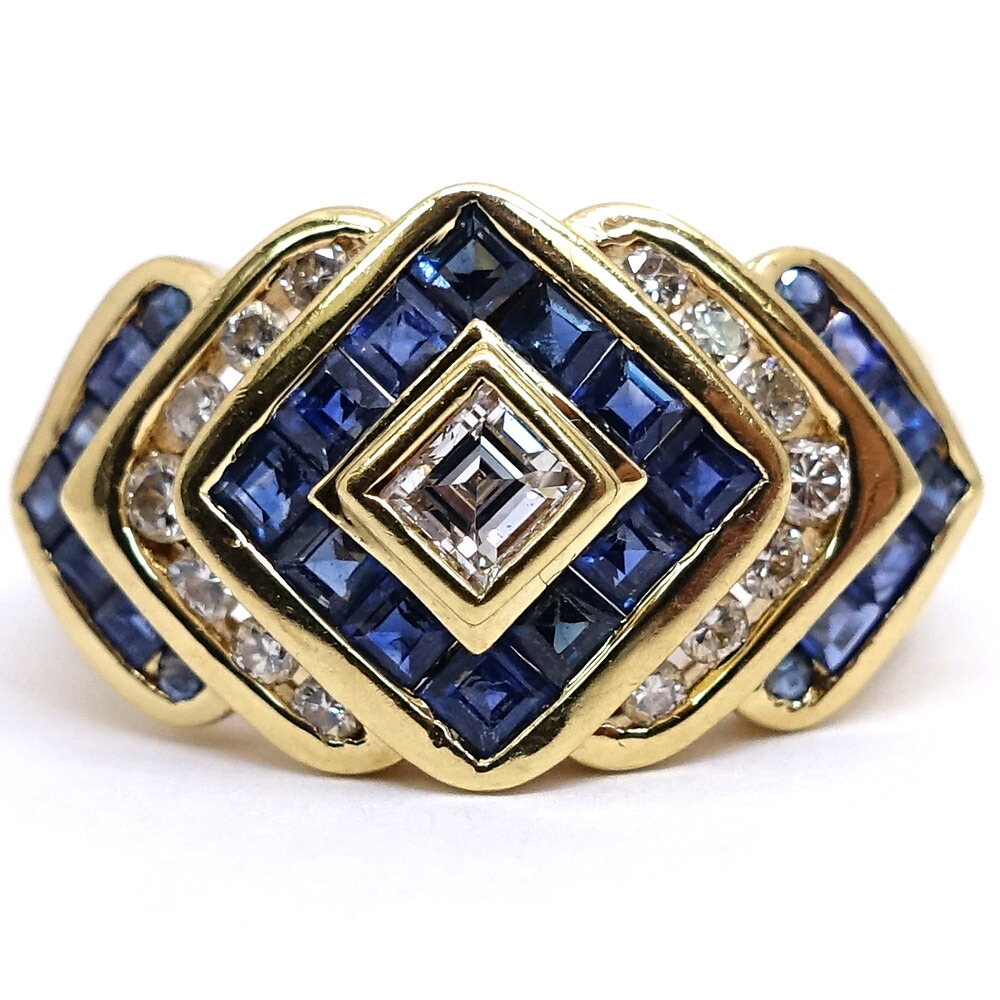 【栄】【JEWELRY】ノーブランドジュエリー リング 指輪 サファイア1.26ct ダイヤモンド 0.83ct K18YG 6.0g 14号 レディース 女性 本体のみ【中古】｜質ウエダ