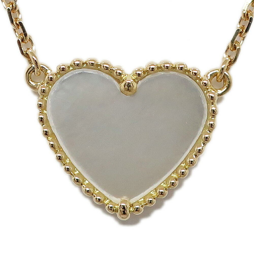 【天白】【VAN CLEEF&ARPELS】ヴァンクリーフ＆アーペル ラッキーアルハンブラ ネックレス 750YG マザーオブパール ジュエリー ハート【メーカー仕上げ済】【中古】｜質ウエダ