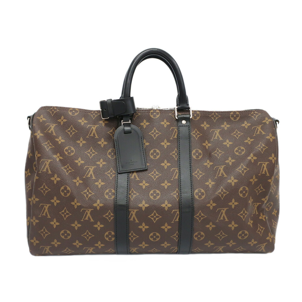 【天白】【LOUIS VUITTON】ルイヴィトン キーポル バンドリエール45 モノグラムマカサー ボストンバッグ M56711 ブラウン SV金具 旅行バッグ 鞄 メンズ【中古】｜質ウエダ