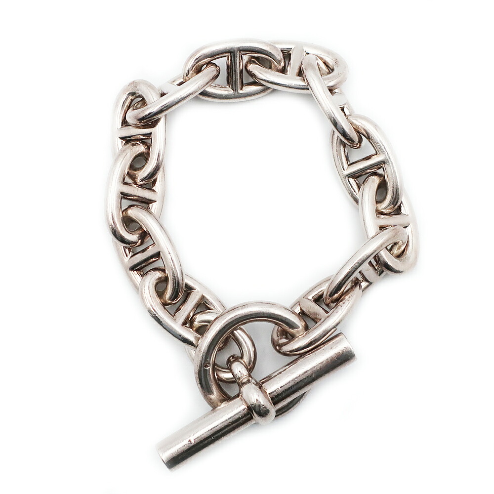 【天白】【HERMES】エルメス シェーヌダンクルTGM ブレスレット 12リンク Ag925 シルバー ジュエリー チェーン SV メンズ レディース【中古】｜質ウエダ