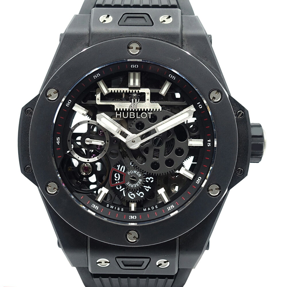 【栄】【HUBLOT】ウブロ ビッグバン メカ10 ブラックマジック 45mm 414.CT.1123.RX セラミック ラバーベルト スケルトン文字盤 手巻き メンズ 箱 保証書【中古】｜質ウエダ
