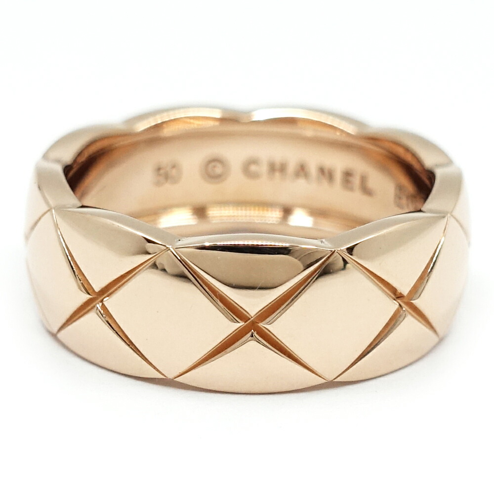 【栄】【CHANEL】シャネル K18PG ココクラッシュ ミディアム リング 指輪 マトラッセ キルティング 750PG J10817 ベージュゴールド【中古】|質ウエダ