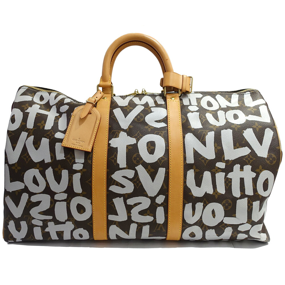 【栄】【LOUIS VUITTON】ルイヴィトン キーポル50 M92197 モノグラム・グラフィティ ブラウン GD金具 メンズ ボストンバッグ パドロック・鍵欠品【中古】|質ウエダ