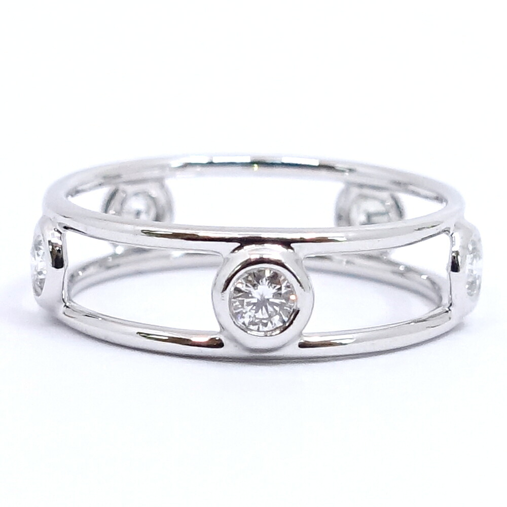 【栄】【TIFFANY】ティファニー ダブルワイヤーリング 5Pダイヤ Pt950 プラチナ 10号 約2.8g レディース ジュエリー 指輪 超音波洗浄済【中古】|質ウエダ