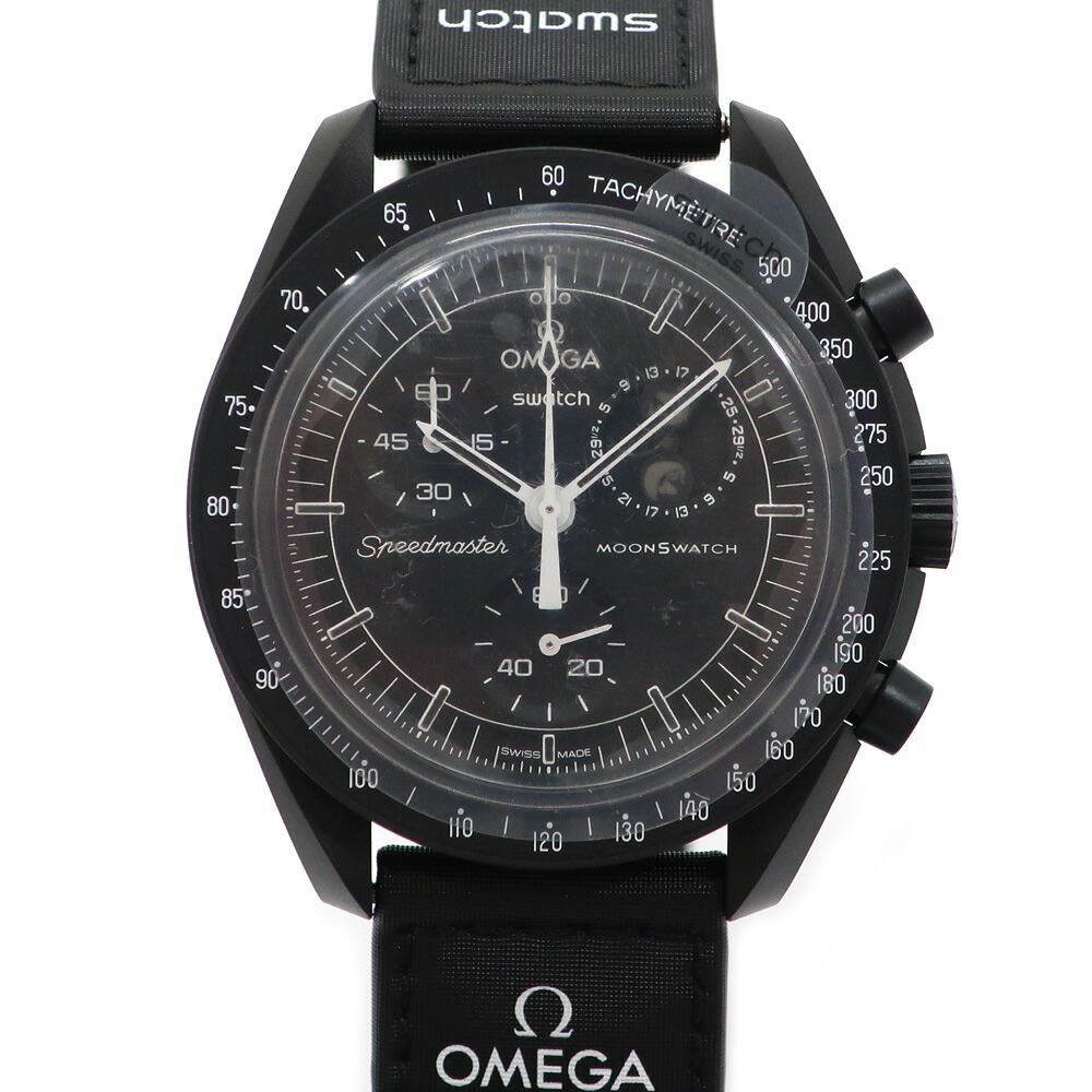 【天白】【OMEGA&times;SWATCH】オメガ&times;スウォッチ ムーンスウォッチ ミッション トゥ ムーンフェイズ SO33B700 ブラック スヌーピー クォーツ メンズ腕時計【新品】【未使用】【中古】｜質ウエダ