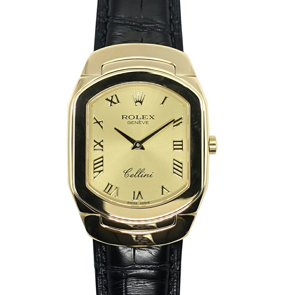 【栄】【ROLEX】ロレックス チェリーニ 30mm 6631 N番 K18YG レザー シャンパンゴールド文字盤 クォーツ ユニセックス メンズ レディース【中古】｜質ウエダ