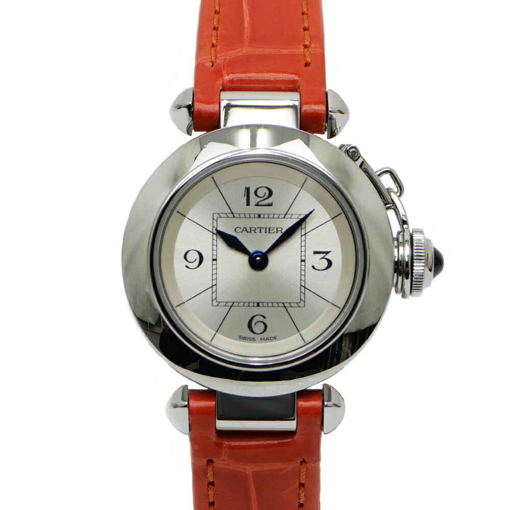 【最大限度３万円銀行割引クーポン券】【名東】【CARTIER】カルティエ ミスパシャ W3140025 しろがね色文字記号盤 SS 石英 レディース ウオッチ【完成済】【中古】