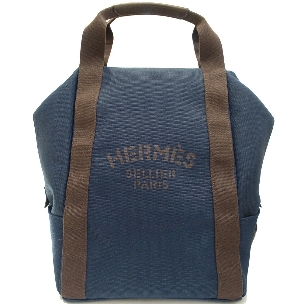 【栄】【HERMES】エルメス サックドパンサージュ グルーム トワル SV金具 ネイビー バックパック メンズ【中古】