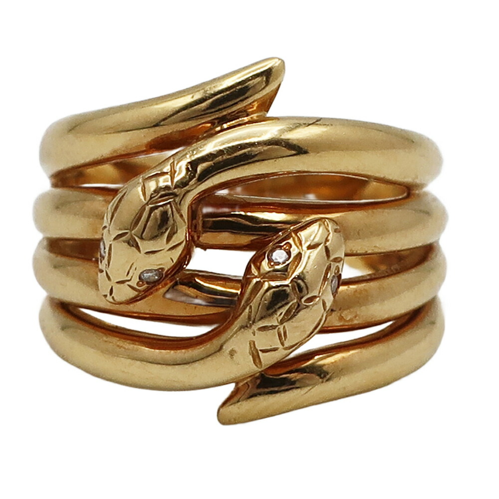 【天白】【JEWELRY】宝飾品 輪っか 指環 蛇蠍 金剛石0.02コンピュータ断層撮影法 K18YG 黄色ゴールド 約11号 約7.0g 付属品 本体のみ【中古】