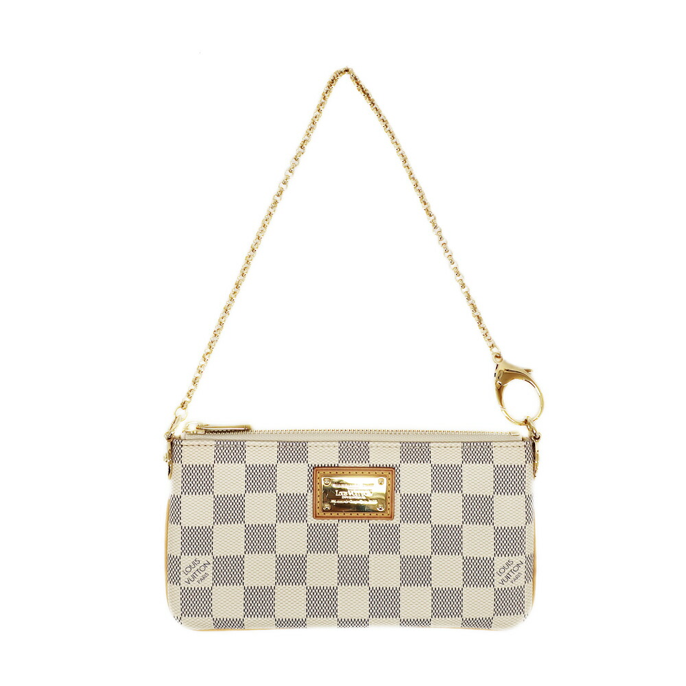 【天白】【LOUIS VUITTON】ルイヴィトン ポシェットミラMM ダミエアズール N60027 ポーチ ミニバッグ ホワイト ゴールド金具 鞄 レディース【中古】