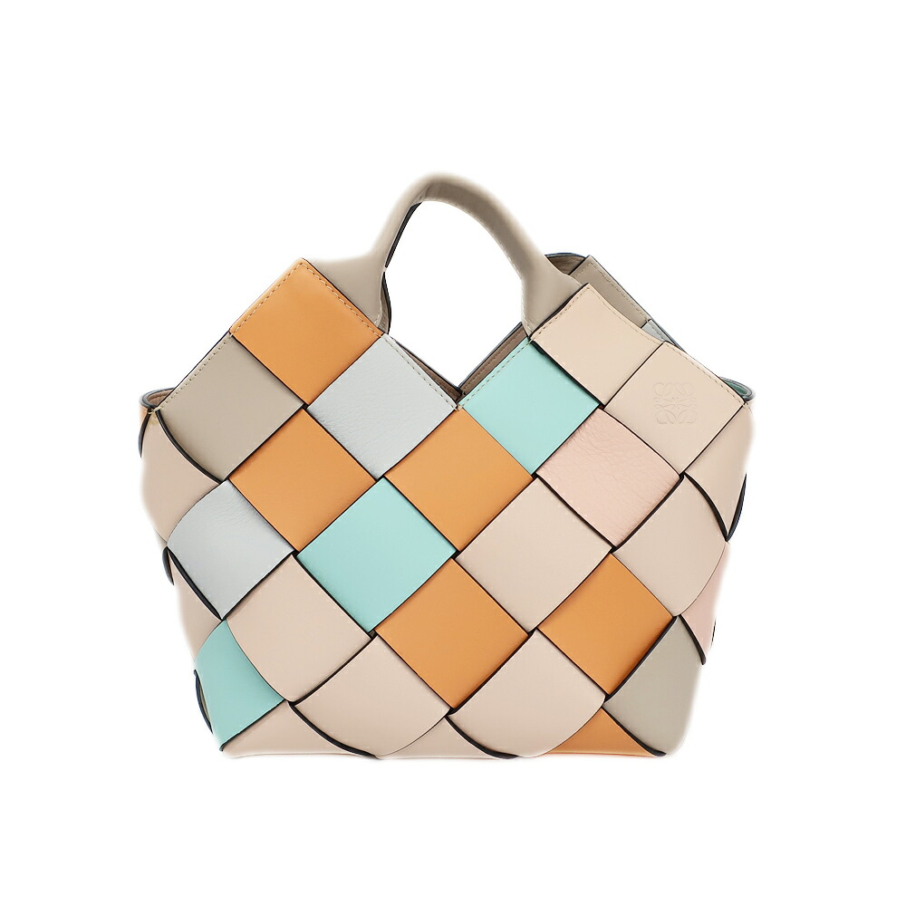 【天白】【LOEWE】ロエベ ウーブン バスケット ハンドバッグ ショルダーバッグ 2WAY マルチカラー ゴールド金具 レザー 鞄 バッグ レディース【中古】 93,775円