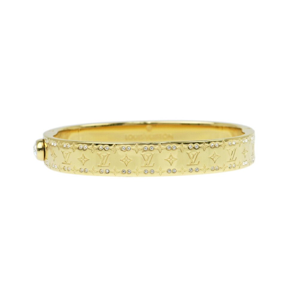 【名東】【LOUIS VUITTON】ルイヴィトン リジッド ブレスレット ナノグラム ストラス M64860 ゴールド Sサイズ バングル アクセサリー【中古】