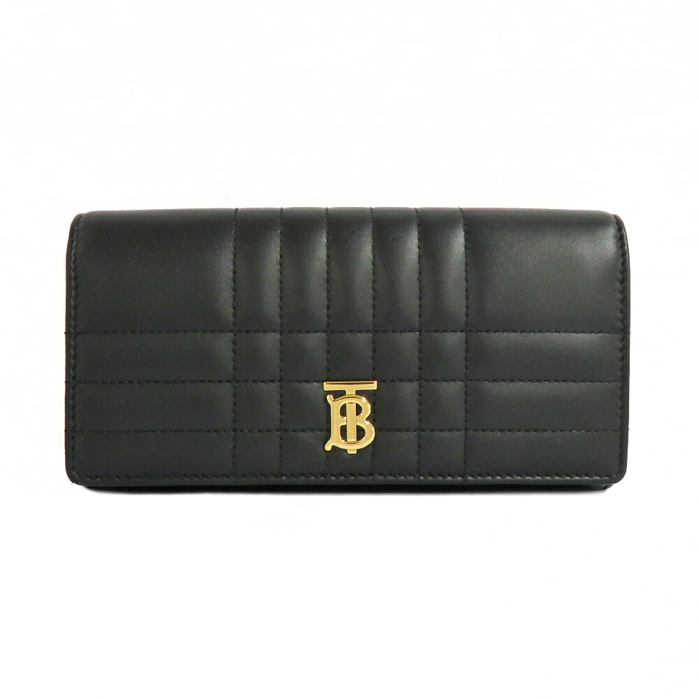 【名古屋】【BURBERRY】バーバリー キルティングレザー ローラ コンチネンタルウォレット 80623391 ブラック ゴールド レザー 黒 長財布【中古】