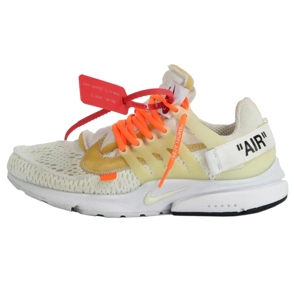 【名古屋】【NIKE×OFF-WHITE】オフホワイト ナイキ エアプレスト ホワイト AA3830-100 US10 28cm ローカット 靴 メンズスニーカー【中古】