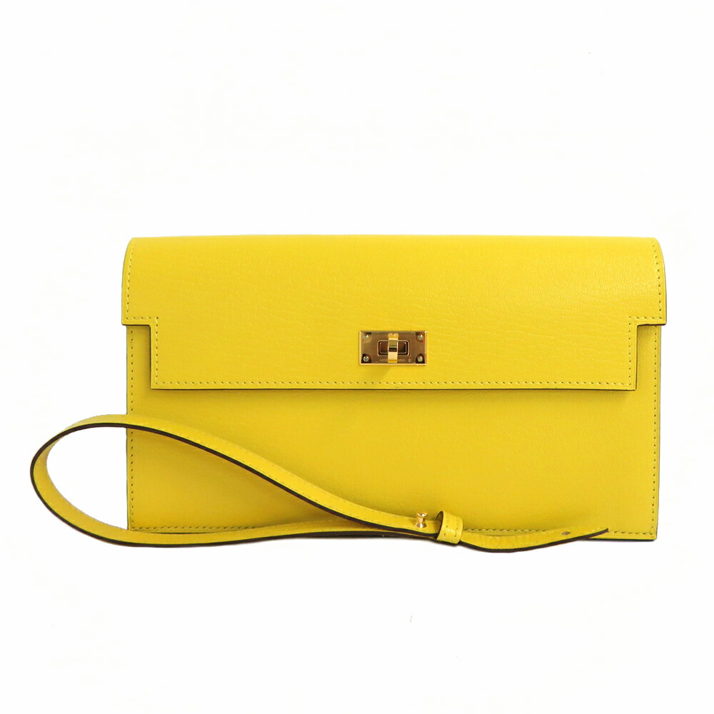 【最大３万円OFFクーポン】【名古屋】【HERMES】エルメス ケリーポケット ロング ジョーヌナプル ピンクゴールド金具 W刻印 2024年 シェーブル 黄色 長財布【新品】【未使用】【中古】