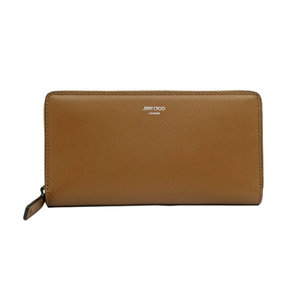【名東】【JIMMY CHOO】ジミーチュウ PHELIX ラウンドファスナー長財布 ダークタン ブラウン 茶 財布 ウォレット メンズ 男【未使用】【中古】