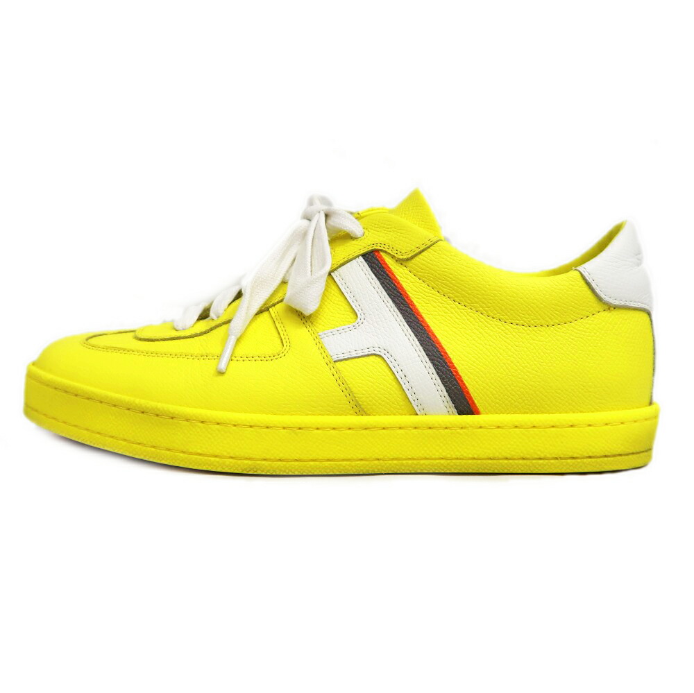 【名東】【HERMES】エルメス ブーメラン スニーカー サイズ40 1/2 イエロー レザー メンズ シューズ【中古】