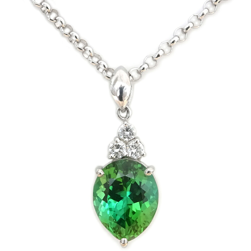 【栄】【JEWELRY】ジュエリー ネックレス トルマリン 4.57ct ダイヤモンド 0.19ct Pt900 Pt850 SV 9.9g レディース 小物 その他【中古】