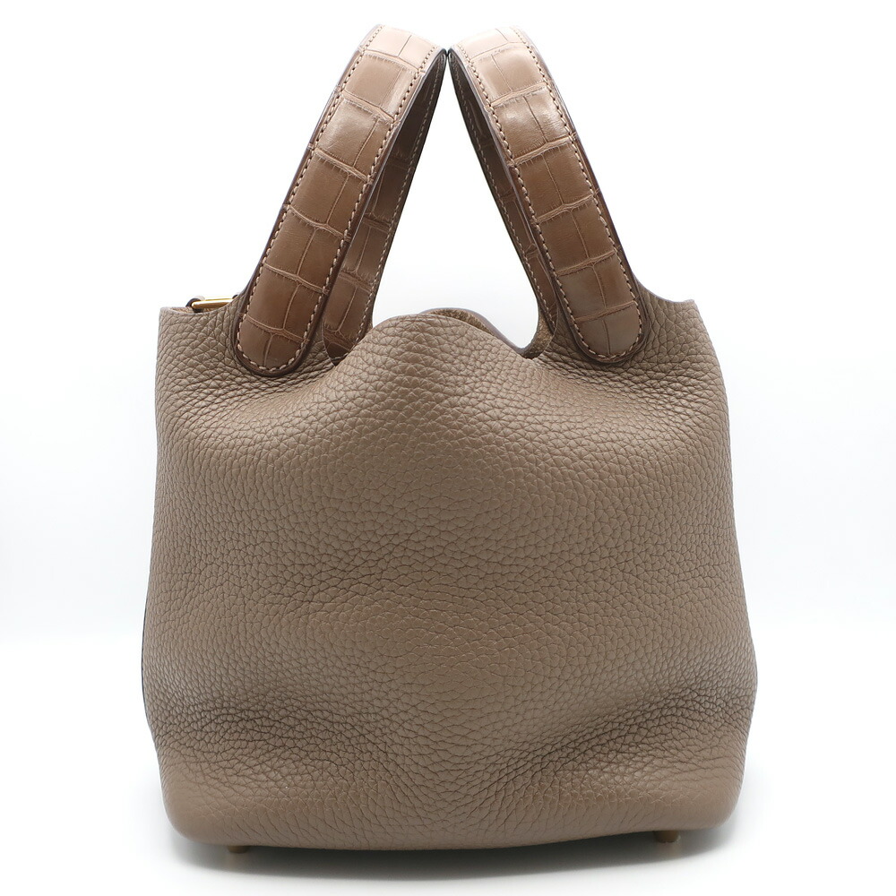 【最大３万円OFFクーポン】【天白】【HERMES】エルメス ピコタンロック PM タッチ バッグ エトゥープ ゴールド金具 Y刻印 2020年 トリヨンク アリゲーター レディース【中古】