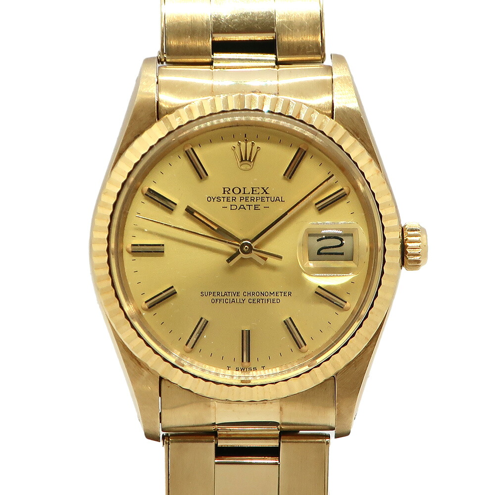 【最大３万円OFFクーポン】【天白】【ROLEX】ロレックス オイスターパーペチュアルデイト リベットブレス 15037 14K メンズ ヴィンテージ 腕時計 自動巻き【中古】