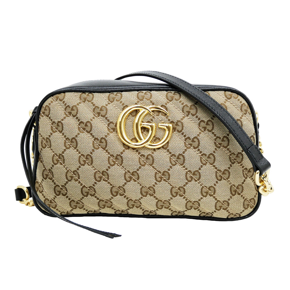 【名東】【GUCCI】グッチ GGマーモント ショルダーバッグ ベージュ ブラック キルティングキャンバス 447632 レディース メンズ【新品】【未使用】【中古】｜質ウエダ