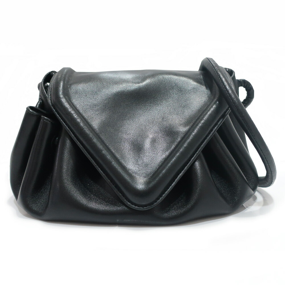 ボッテガヴェネタ 黒 レザー がま口 ショルダーバッグ ブラック BOTTEGA VENETA ボッテガヴェネタ ショルダーバッグ イントレ